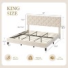 Nasitip King Bed Frame with Upholstered Headboard, Heavy-Duty Platform Bed Frame with Adjustable Headboard, Strong Wood Slat Support,Beige - 4 of 4
