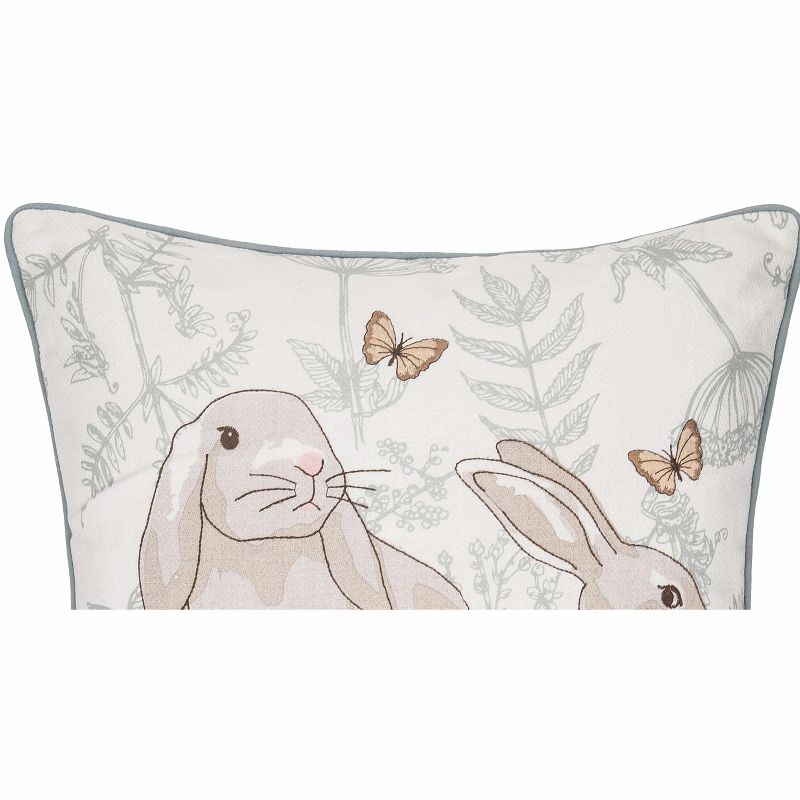 C&F Home 18" x 18" Garden Toile Easter Bunnies Embroidered Decorative Throw Pillow, 2 of 6