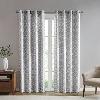 84"x50" Knox Printed Ogee Texture Blackout Curtain Panel Gray