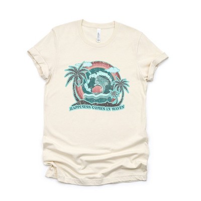 Simply Sage Market Women's Happiness Comes In Waves Vintage Short Sleeve Graphic Tee