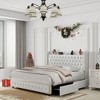 NicBex Full/Queen/King Upholstered Bed Frame with Star Galaxy Projector,Storage Tufted Wingback Headboard with USB Port,Music Speaker,Easy Assembly - 3 of 4