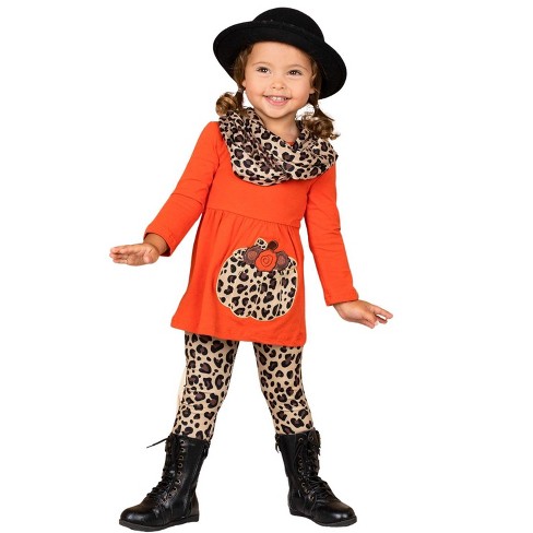 Little Girls Fall Outfits, Tunic Scarf & Legging Set