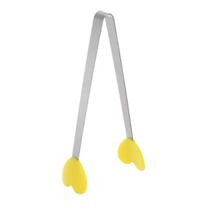 Unique Bargains Stainless Steel Silicone Tips Heart Shape Food Tongs - 1 of 4