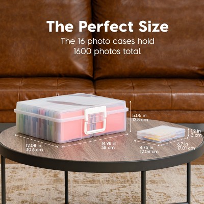 Clear Stackable Photo Storage Organizer with Snap Lid, 2-Pack