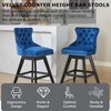 QingMoon Swivel Velvet Bar Stools Set of 2, Modern Counter Height Chairs with Button Tufted Back and Rivet Trim for Kitchen Island, Pub - 2 of 4