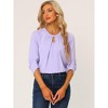 INSPIRE CHIC Women's Work Office Keyhole Pleated Front Ruched 3/4 Sleeve Chiffon Blouse - 2 of 4