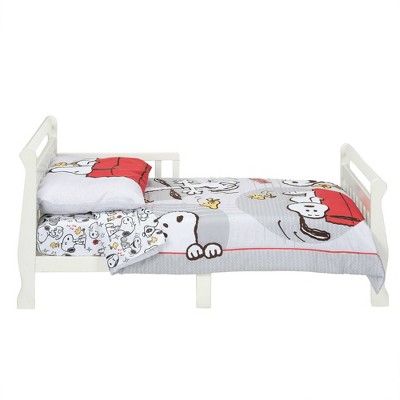Snoopy and Woodstock Red and Gray Microfiber Toddler Bedding Set