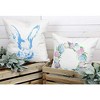 AuldHome Design 16 x 16 Spring Throw Pillow Covers, 2pc Set, Vintage Bunny and Flower Farmhouse Style Cushion Covers for Spring Decor - 3 of 4