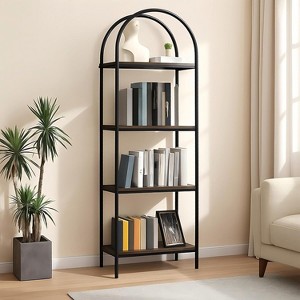 Coucheta 4/5 Tier Arched Bookshelf, Industrial Bookcase with Metal Frame, Open Storage Shelf for Living Room, Bedroom & Office - 1 of 4