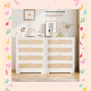 Garvee Modern Rattan Dresser for Bedroom - 5 Drawer Storage Chest in Black with Natural Rattan Design, Multi-Functional Use - 1 of 4