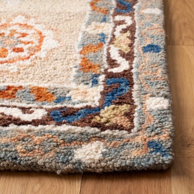 Aspen 3' Square Blue and Brown Wool Area Rug