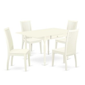 5-Piece Linen White Finish Solid Wood Top - Dining Room Set - Seats 4 - 1 of 4