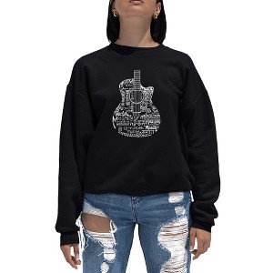 LA Pop Art Women's Word Art Crewneck Sweatshirt - Languages Guitar - 1 of 4