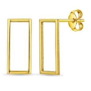 Thin Square Outline Standard Back Gold Plated Sterling Silver Earrings - In Season Jewelry - 1 of 3