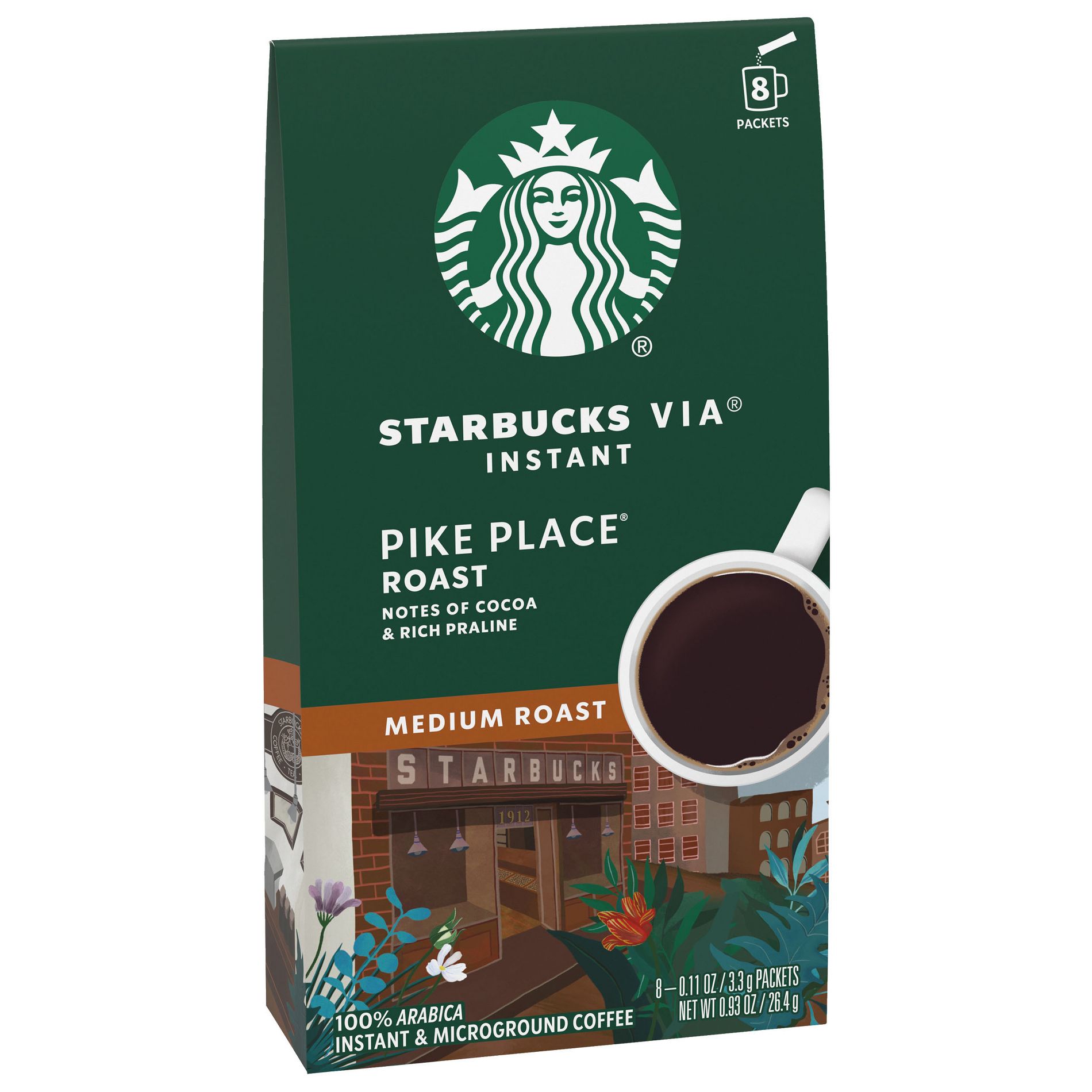 Starbucks VIA Instant Coffee Medium Roast Packets Pike Place Roast Packets - 8ct/0.11oz