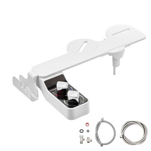 VEVOR Bidet Attachment for Toilet, Hot & Cold Non-Electric Water Sprayer - Dual Retractable Nozzles, Adjustable Water Pressure,0.3’’ Ultra Thin,White - 1 of 4