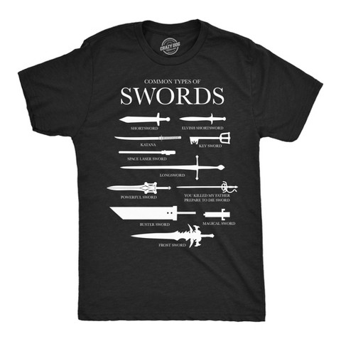 Мужские футболки Crazy Dog T-Shirts, Inc. Mens Funny T Shirts Common Types Of Swords Sarcastic Nerdy Tee For Men - Crazy Dog Men's T Shirt for Nerds Black S