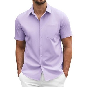 COOFANDY Men's Dress Shirts Short Sleeve Business Casual Regular Fit Button  Down Shirts with Pocket Purple M : Target