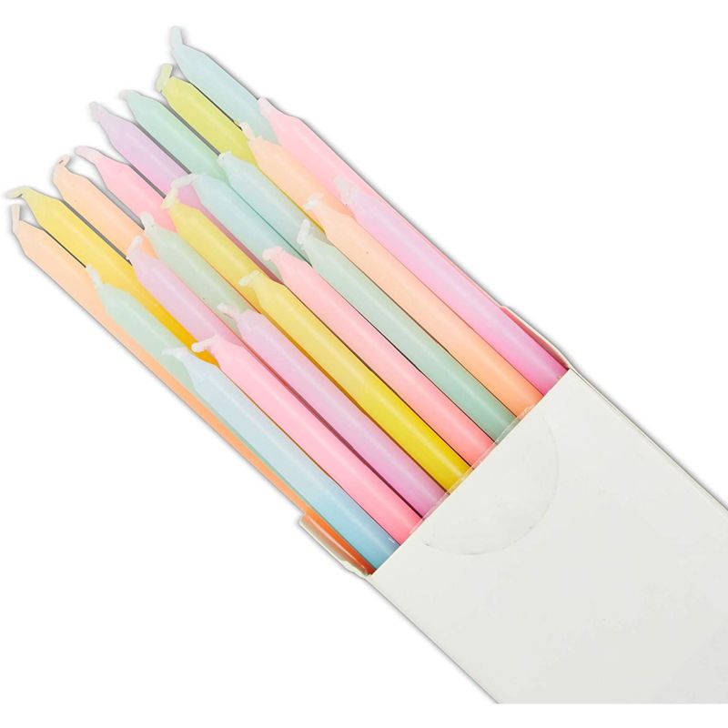 Pastel Ombre Long Thin Birthday Cake Candles in Holders (5 in, 24 Pack), 4 of 6