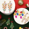 4 Pairs Sparkling Crystal Stud Earrings: Beaded Christmas Tree & Reindeer Designs. - 4 of 4