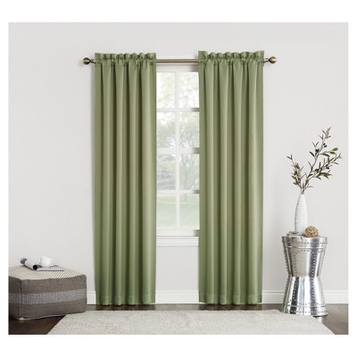Sage Green Blackout Polyester Rod Pocket Curtain Panel