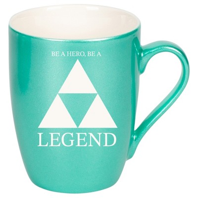 100 North Three Scales 10 Ounce Seafoam Metallic Finish, Comfortably Fits Your Hands, New Bone China Coffee Tea Cup Mug, Be A Hero, Be A Legend
