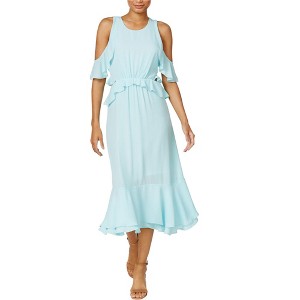maison Jules Womens Ruffled Cold-Shoulder Midi Dress - 1 of 1