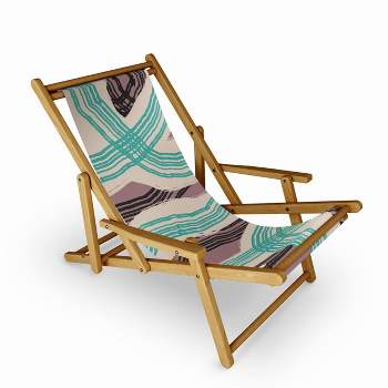 Little Dean Muted Pink And Green Stripe Sling Chair - UV-Resistant, Water-Resistant, Adjustable Recline, Collapsible - Deny Designs