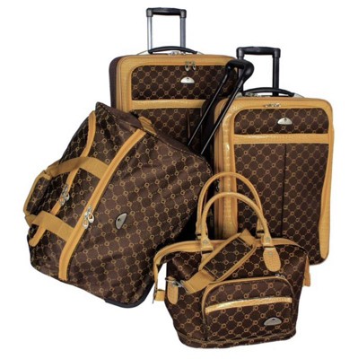 American Flyer AF Signature 4-Piece Luggage Set - chocolate gold