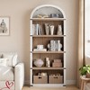 5 Shelf Arched Bookshelf Bookcase Tall Bookcase Farmhouse Display Storage Rack Wooden Bookshelves - 3 of 4