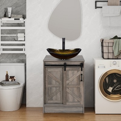 ELECWISH Bathroom Vanity, 24 Inch Barn Door Farmhouse Style Bathroom Vanity, Sliding Door Small Bathroom Vanity Set