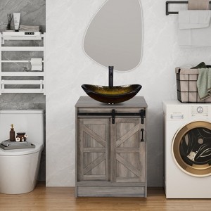 ELECWISH Bathroom Vanity, 24 Inch Barn Door Farmhouse Style Bathroom Vanity, Sliding Door Small Bathroom Vanity Set - 1 of 4