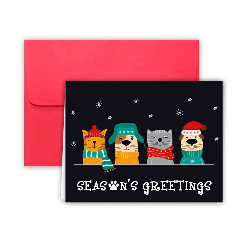 Paper Frenzy Dogs and Cats Seasons Greetings Christmas Cards and Envelopes - 25 pack, 1 of 4