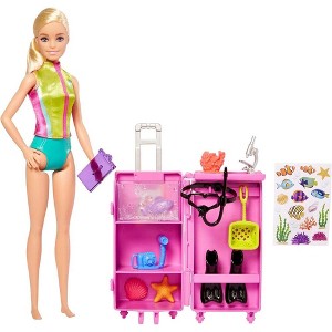 Barbie Marine Biologist Doll and Accessories, Mobile Lab Playset with Blonde Doll and 10+ Pieces - 1 of 4