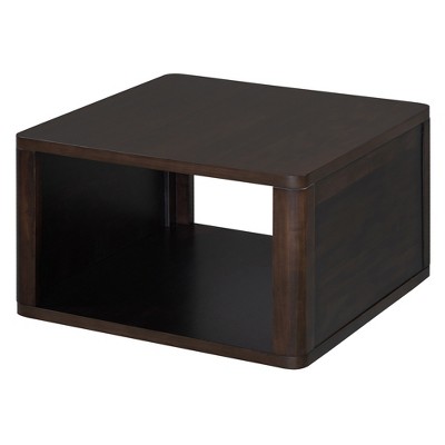 COWLOWN Dark Brown Coffee Table with Storage, Square Coffee Table for Living Room