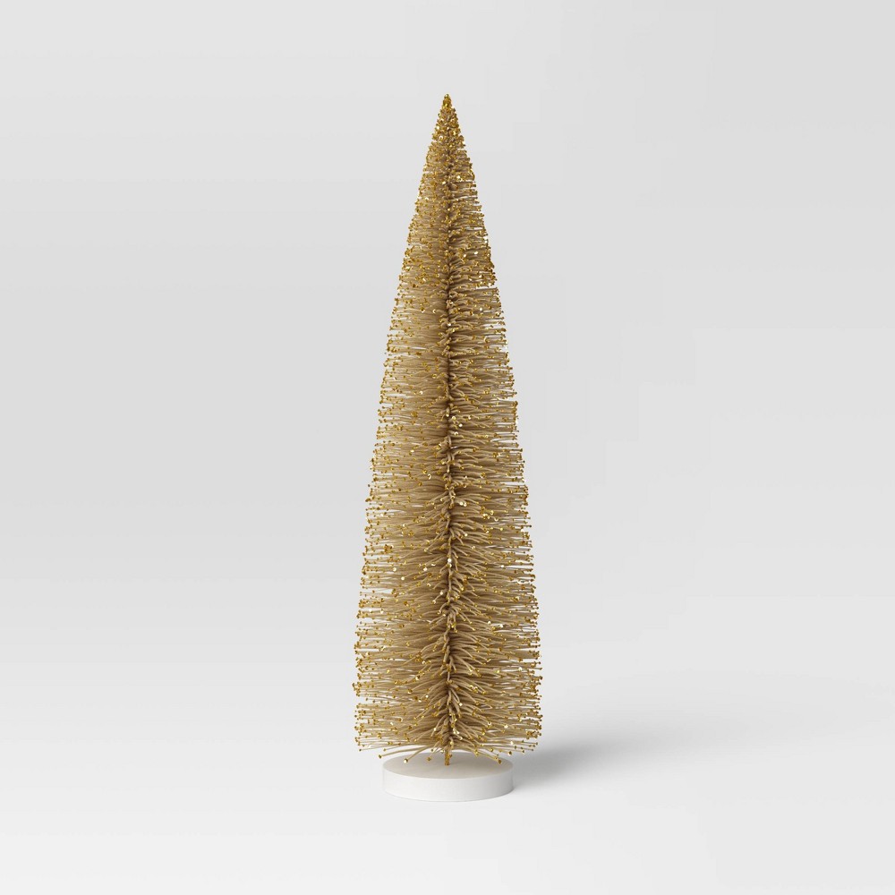 36" Christmas Bottle Brush Tree Sculpture - Wondershop™ Gold: Indoor Tabletop Decor, No Battery Required