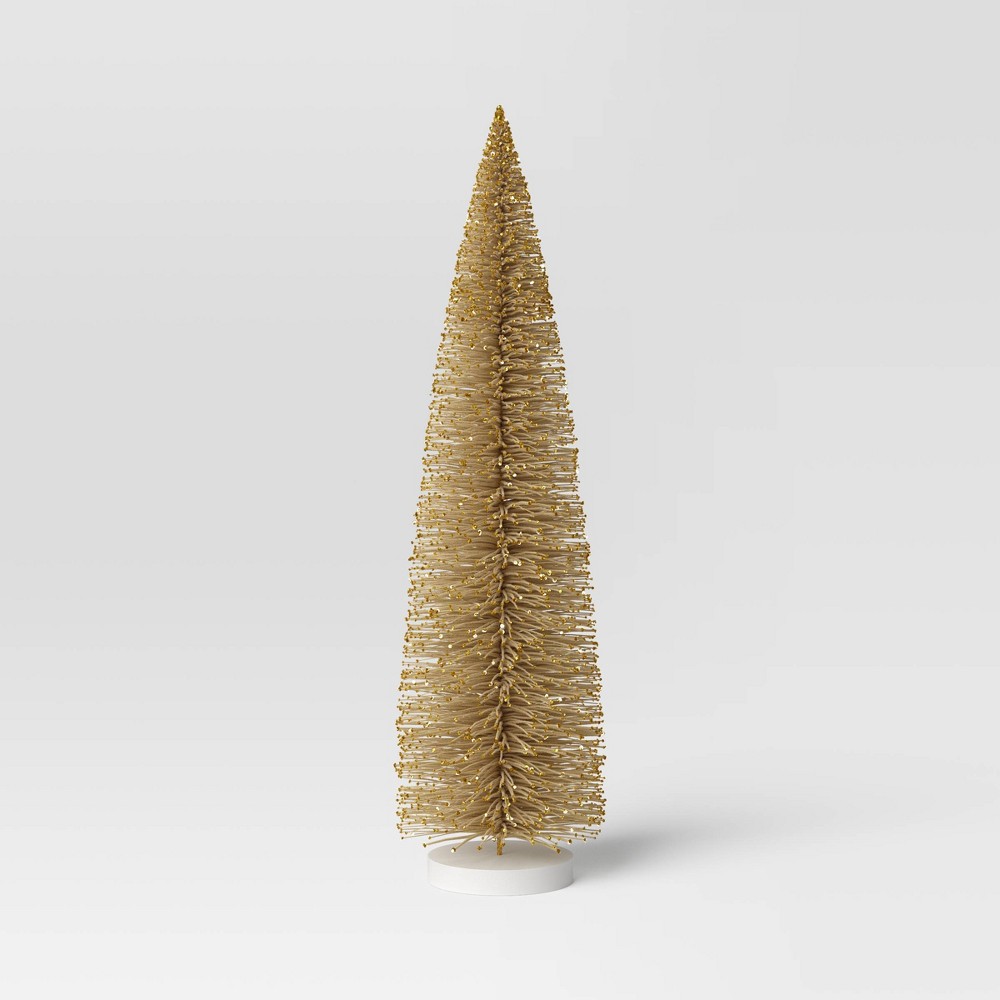 Photos - Other interior and decor 36" Christmas Bottle Brush Tree Sculpture - Wondershop™ Gold: Indoor Table