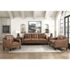 Okak Modern Sofa 1pc with Thick Button Tufted Cushion , Solid Wood Legs Loveseat Polished Microfiber Couch for Apartments, living Room, Brown - 2 of 4