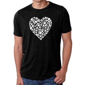 LA Pop Art Men's Premium Blend Word Art T-shirt - Paw Prints Heart - 1 of 4