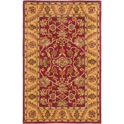 Golden Jaipur Burgundy and Gold Hand-Tufted Wool Area Rug