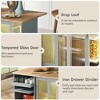 Kitchen Island Cart With Drop Leaf, Kitchen Cart On Wheels Utility Storage Trolley With LED Light, 2 Fluted Glass Doors, 1 Flip Cabinet Door - 4 of 4