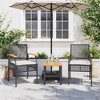 vidaXL Patio Chairs with Cushions 2 pcs Black Poly Rattan Acacia Wood - 3 of 4