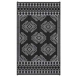 Waterproof Geometric Outdoor Rug, Symmetrical Print, Weather-Resistant Outdoor Carpet, Washable, Foldable, Stain Resistant, Long-Lasting - 1 of 4