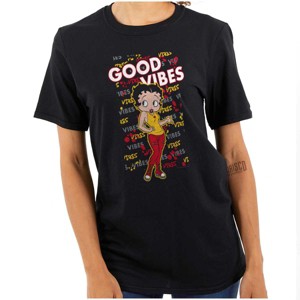 Betty Boop Positive Vibes Graffiti Womens Graphic T Shirt Tees Brisco Brands - 1 of 4