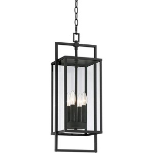 Possini Euro Design Jericho Modern Outdoor Hanging Light Textured Black 24 1/4" Clear Glass Panel for Post Exterior Barn Deck House Porch Yard Patio - 1 of 4