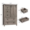 Whizmax 48" Farmhouse Dresser - 5-Drawer Wood Chest with Sliding Barn Door & Adjustable Shelf, Storage Organizer for Bedroom - 4 of 4