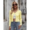Coolmee Women's Tie Front Cardigan Long Sleeve Rib Knit Shrug for Dress Sweaters Crop Tops Yellow S - 3 of 4