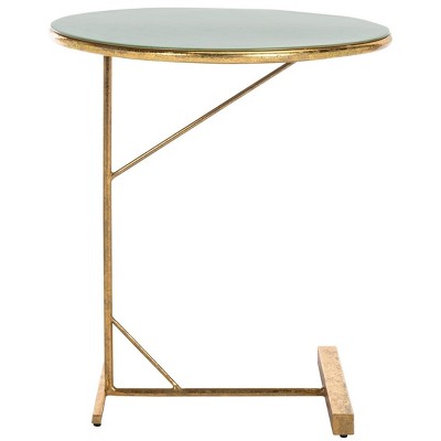 Hunter Green and Gold Metal Round C Table