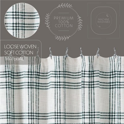 Pine Green and White Plaid Cotton Blend Shower Curtain 72x72