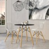 LeisureMod Dover 3-Piece Dining Set with Round Black MDF Top Bistro Table and 2 Plastic Chairs - image 2 of 4